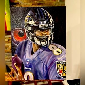 Lamar Jackson oil painting